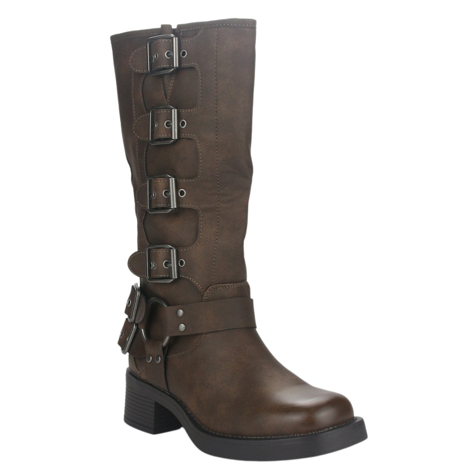 Bota Chalada Mujer Biker-2 Café Casual Botas Taco Chalada 