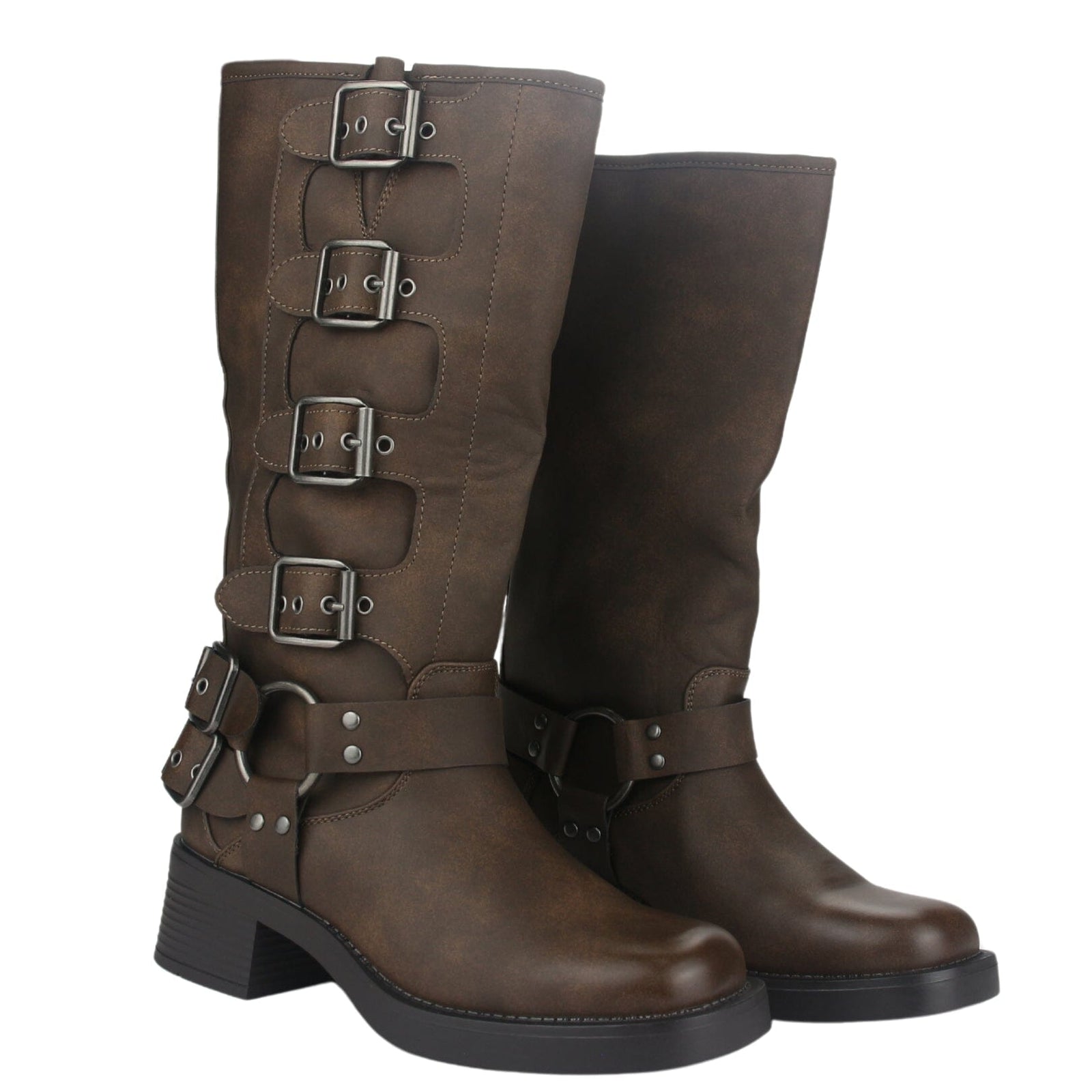 Bota Chalada Mujer Biker-2 Café Casual Botas Taco Chalada 