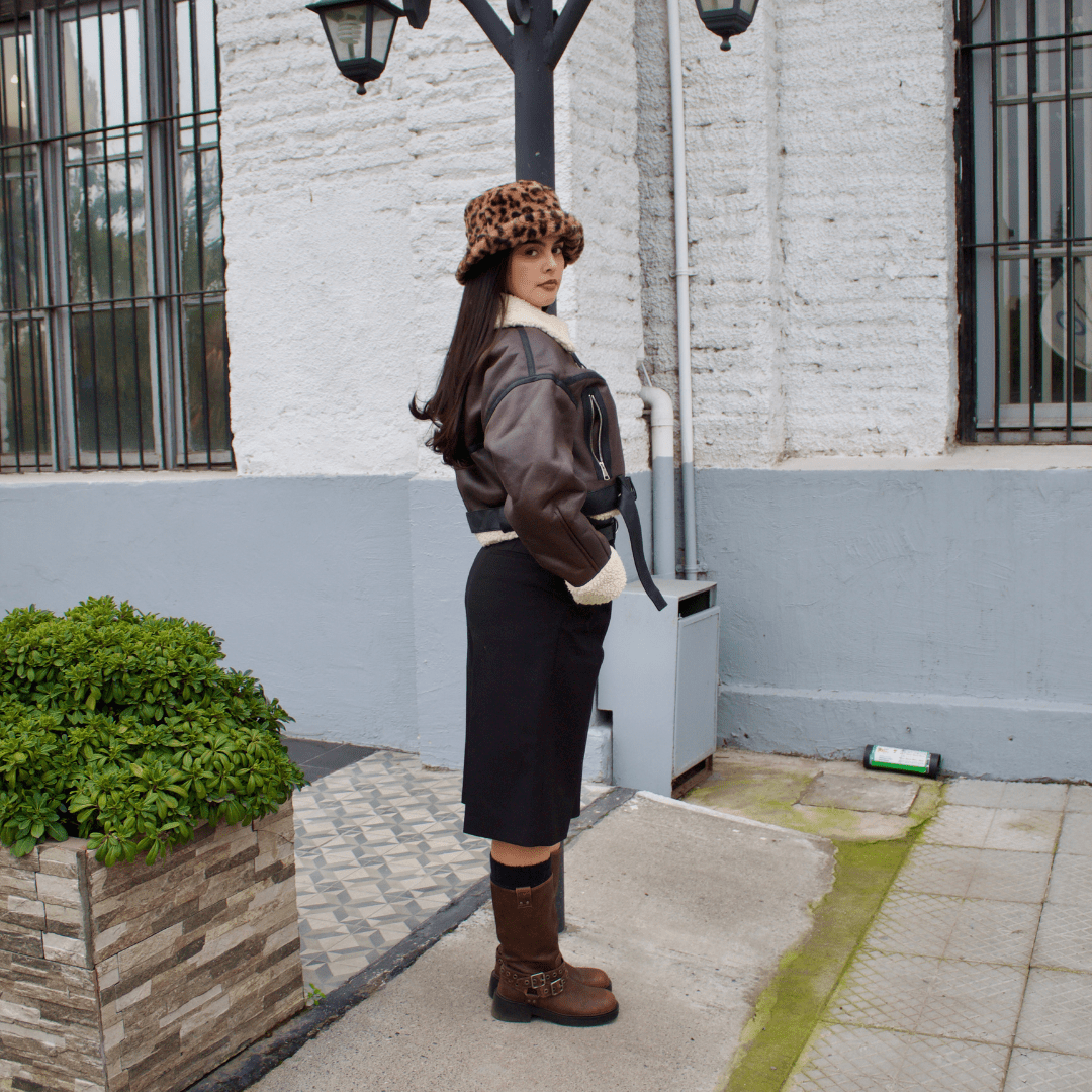 Bota Chalada Mujer Biker-2 Café Casual Botas Taco Chalada 