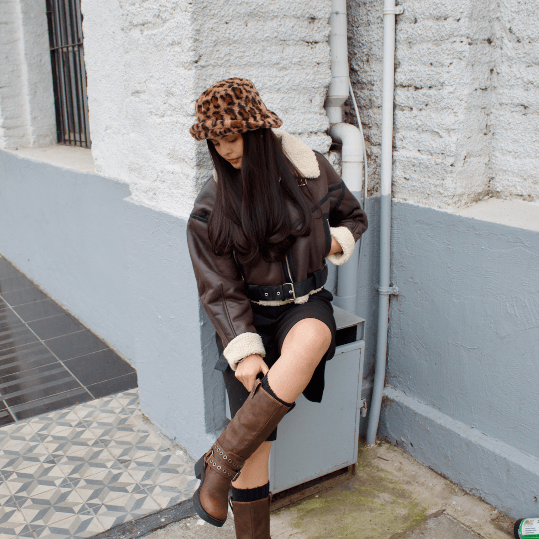 Bota Chalada Mujer Biker-2 Café Casual Botas Taco Chalada 