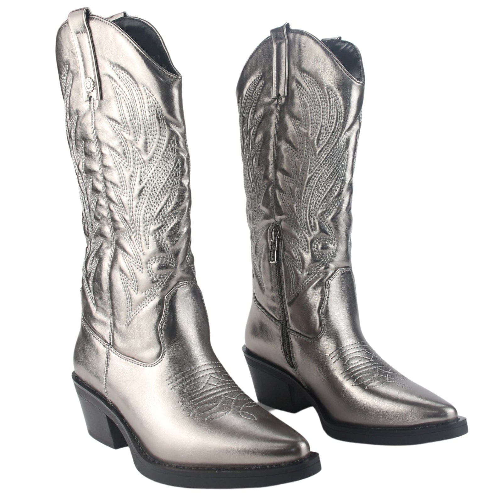 Bota Chalada Mujer West-22 Plateado Casual Botas Taco Chalada 