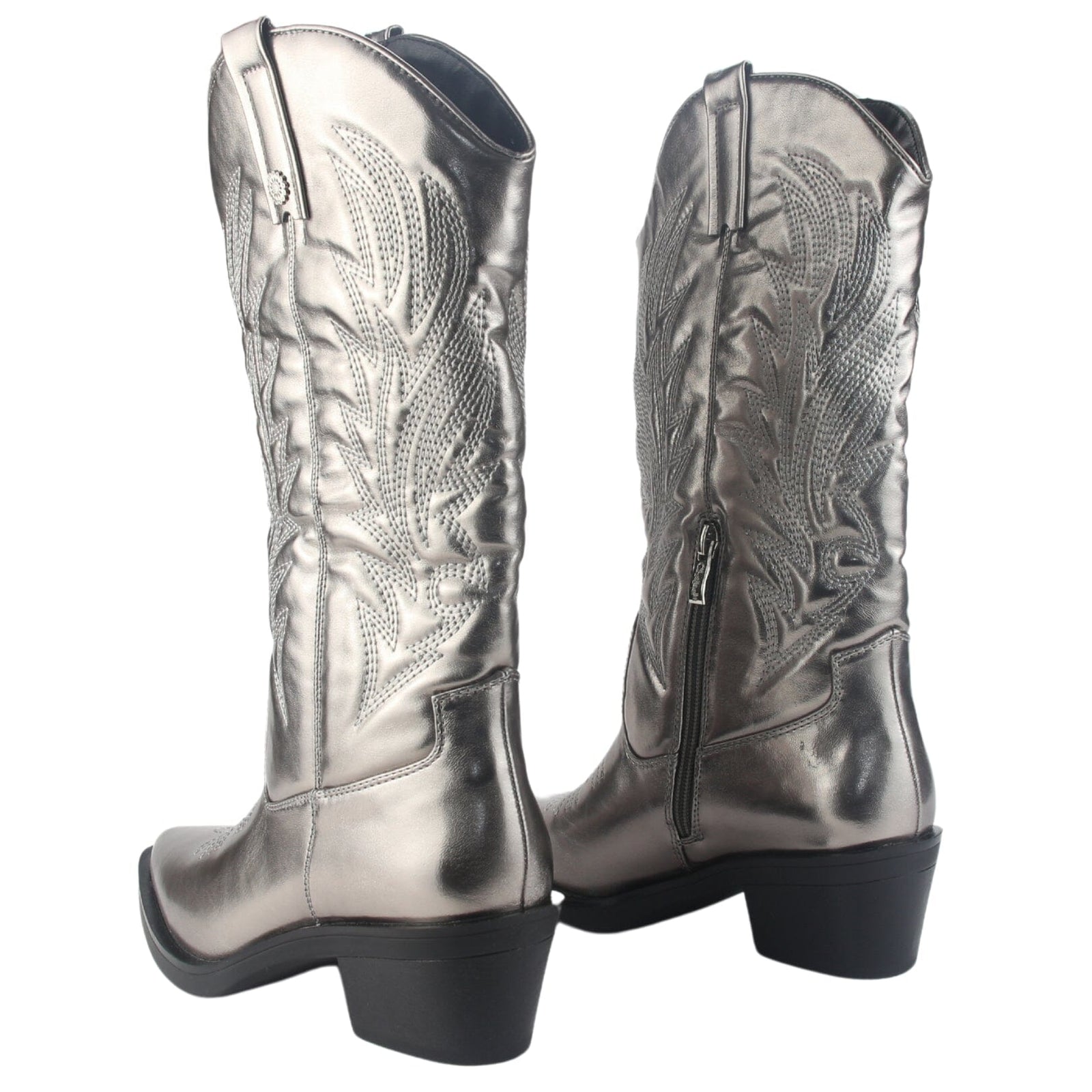 Bota Chalada Mujer West-22 Plateado Casual Botas Taco Chalada 