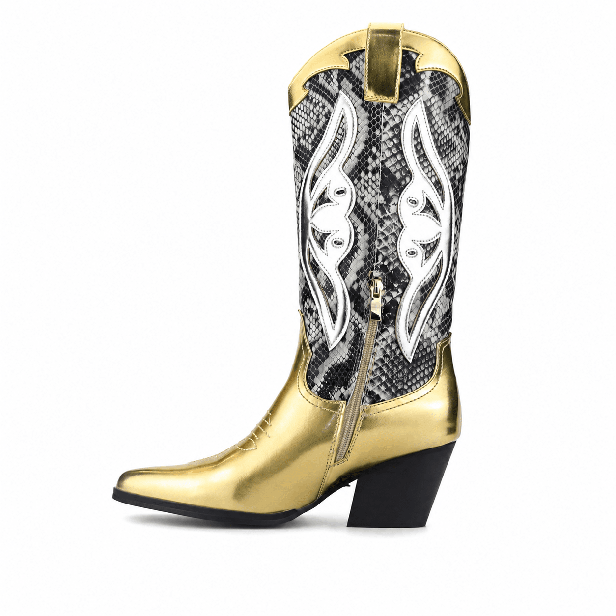 Bota Chalada Mujer Westnew-1 Dorado Casual Botas Taco Chalada 