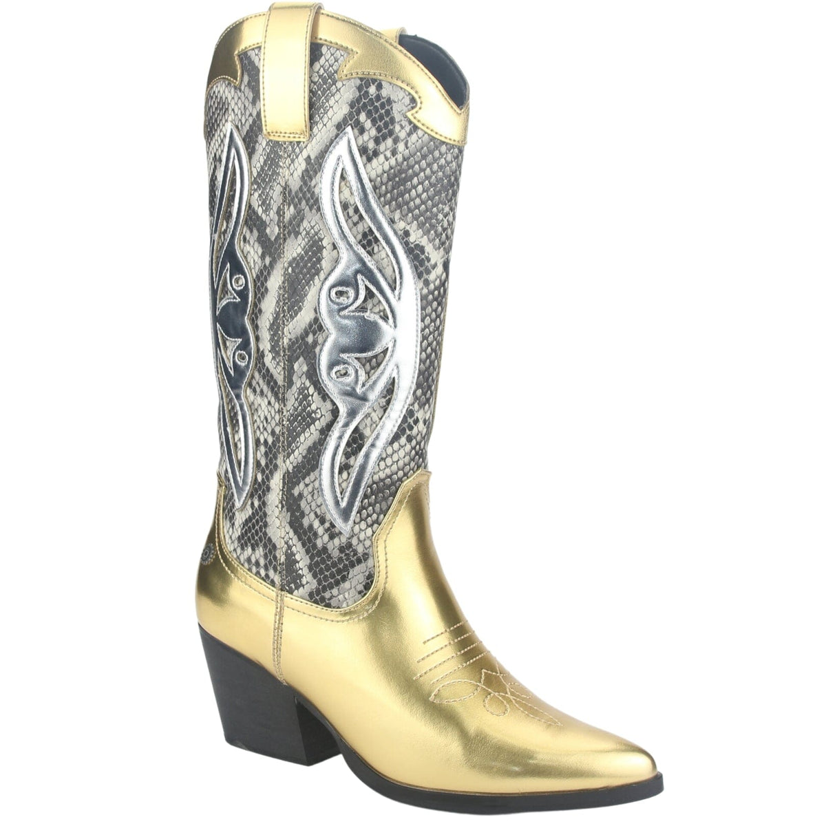 Bota Chalada Mujer Westnew-1 Dorado Casual Botas Taco Chalada 