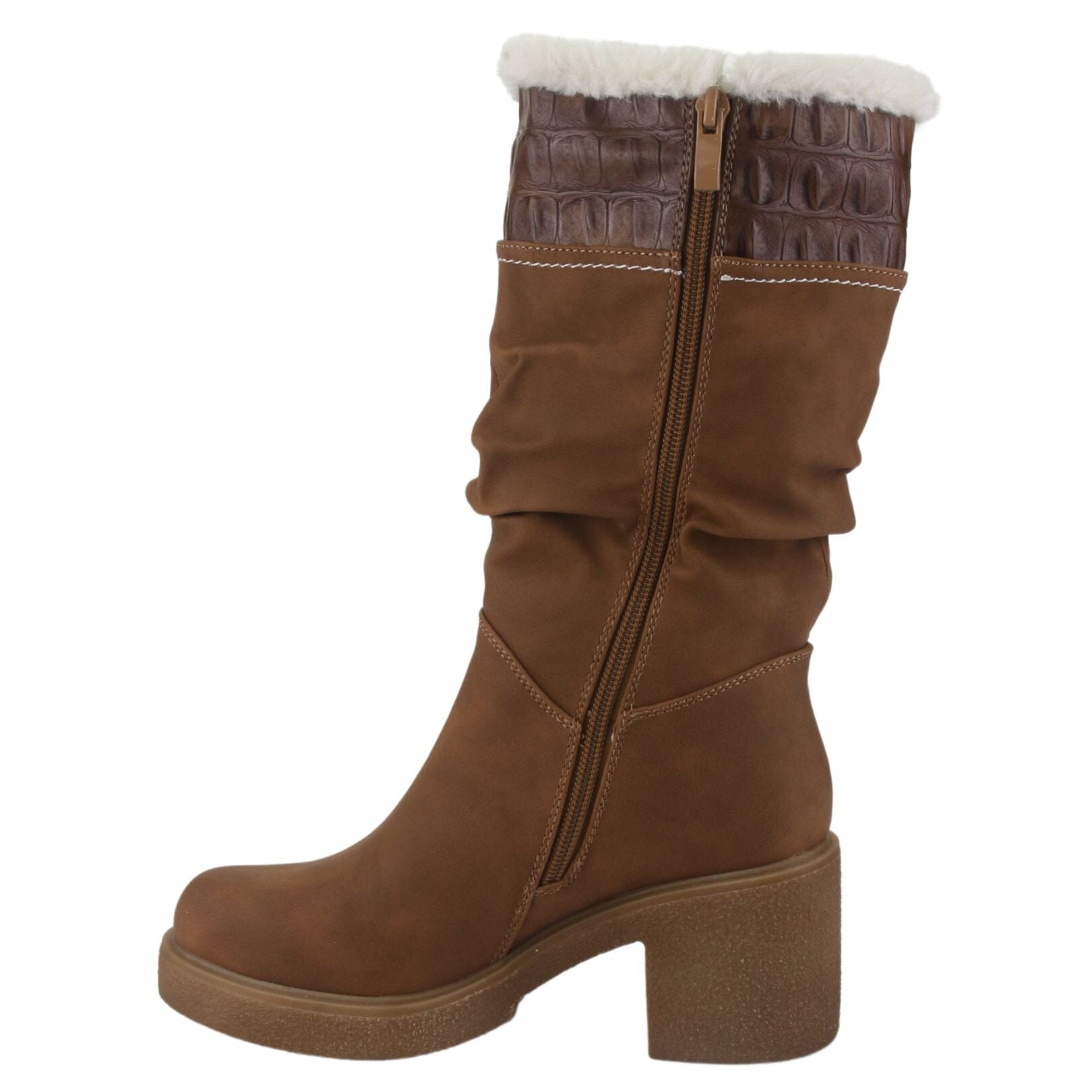 Bota Dorette Mujer Utility-1 Camel Casual Botas Taco Dorette 
