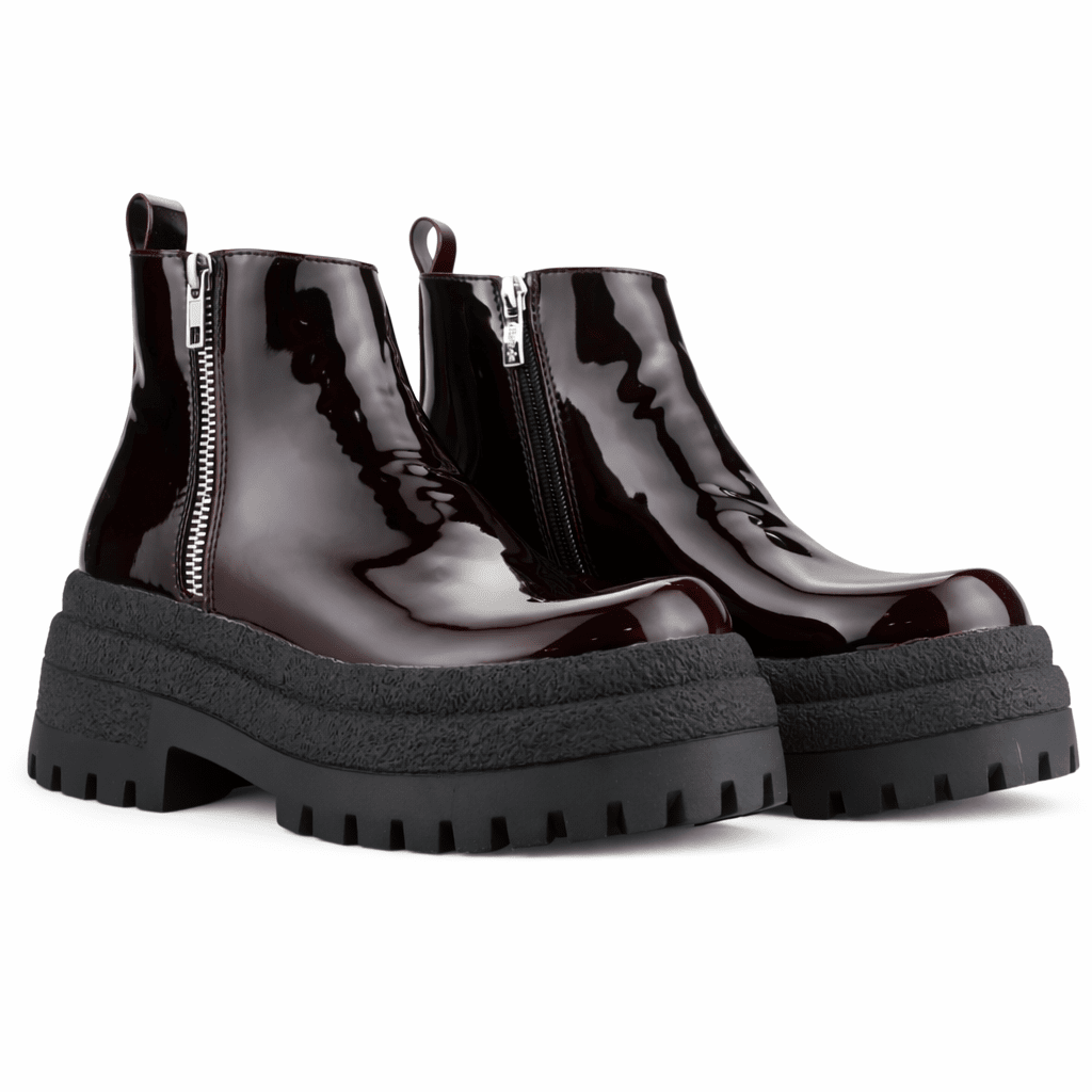 Botin Burdeo Mujer Casual Chalada Krepin Botines Taco Chalada 