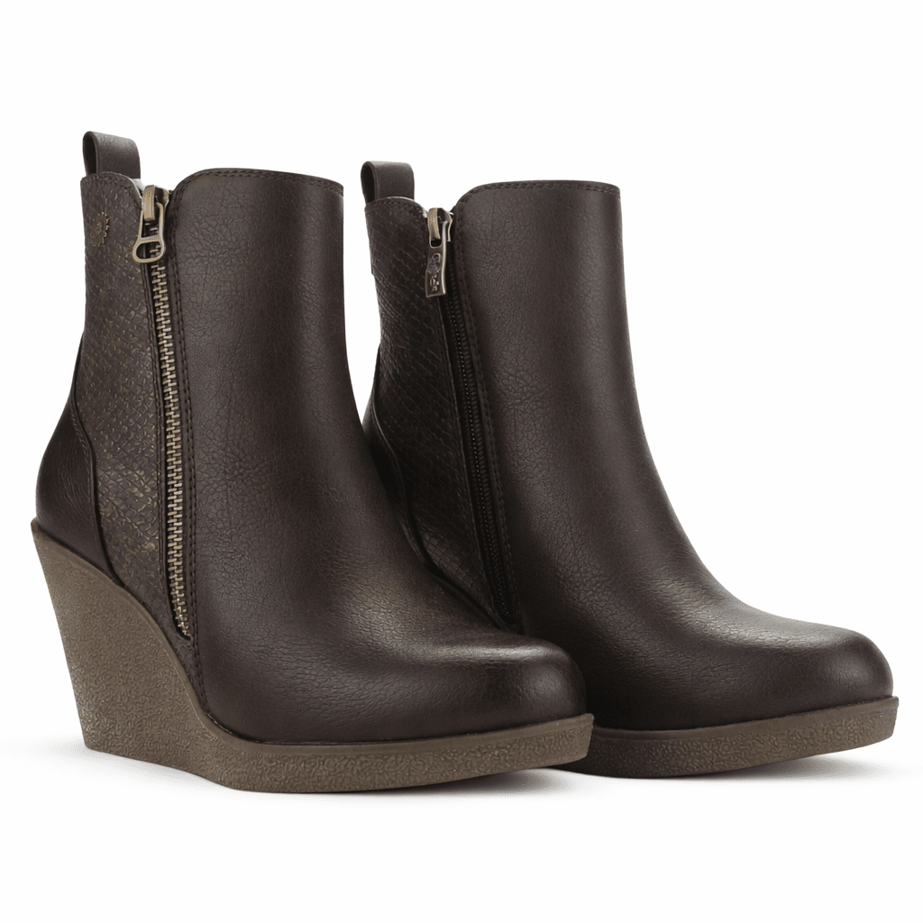 Botin Café Mujer Casual Chalada Wedge Botines Taco Chalada 