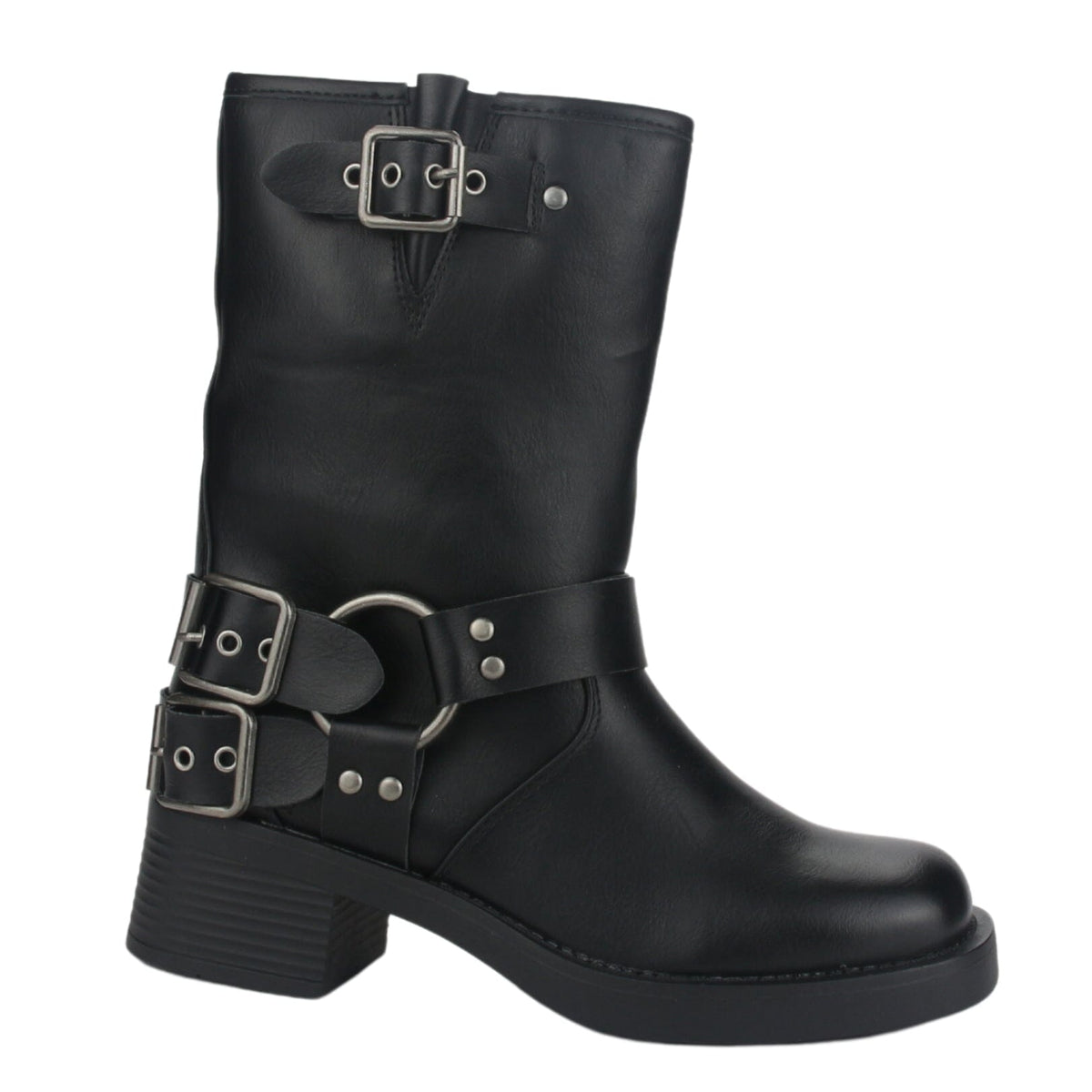 Botin Chalada Mujer Biker-1 Negro Casual Botines Taco Chalada 