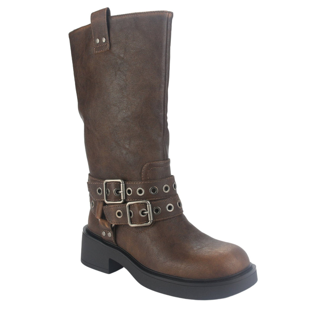 Botin Chalada Mujer Biker-6 Camel Casual Botines Taco Chalada 