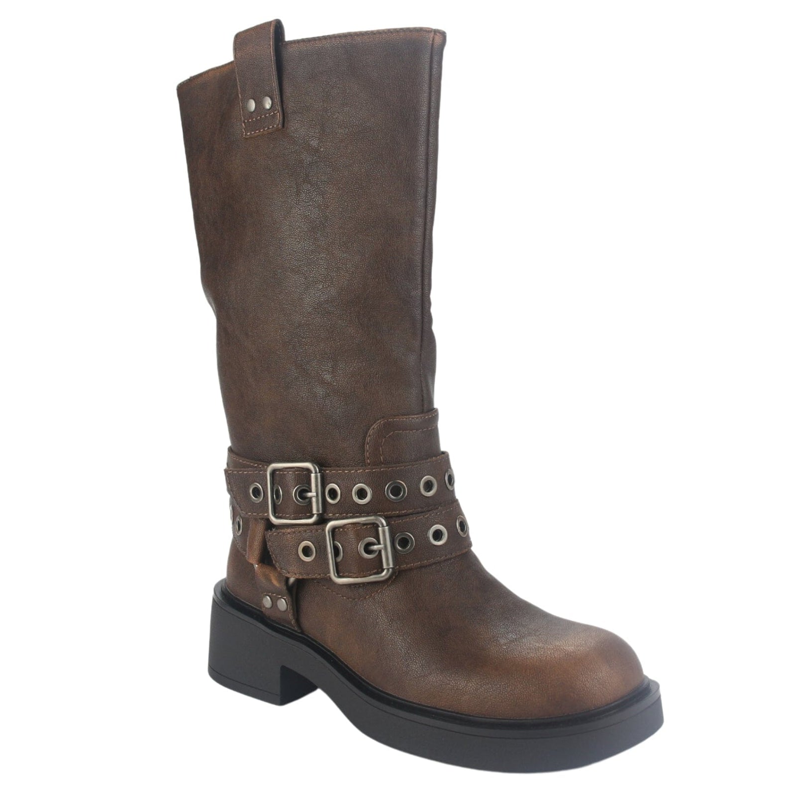 Botin Chalada Mujer Biker-6 Camel Casual Botines Taco Chalada 
