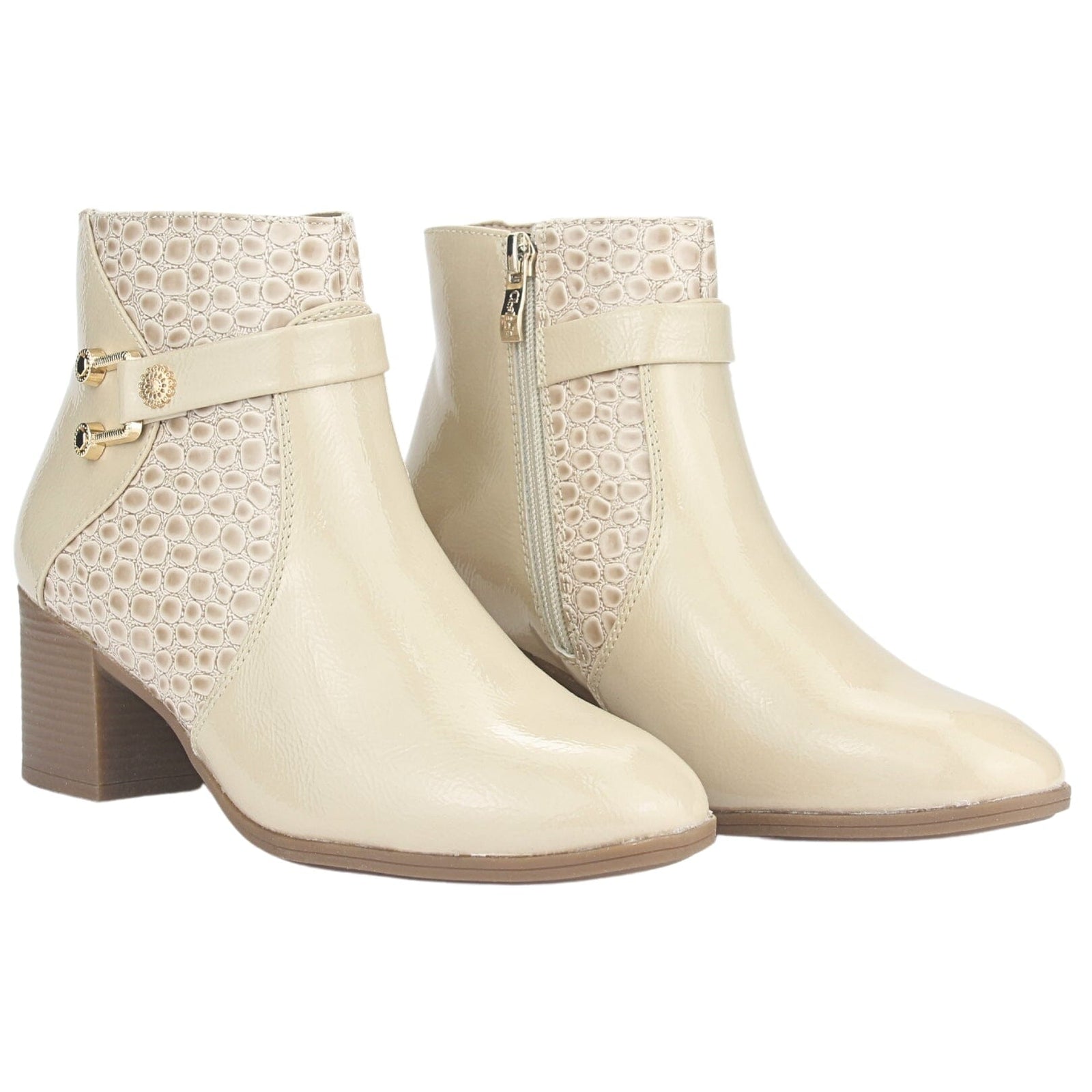 Botin Chalada Mujer Gally-3 Beige Casual Botines Taco Chalada 
