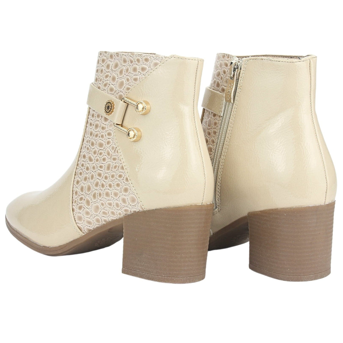Botin Chalada Mujer Gally-3 Beige Casual Botines Taco Chalada 