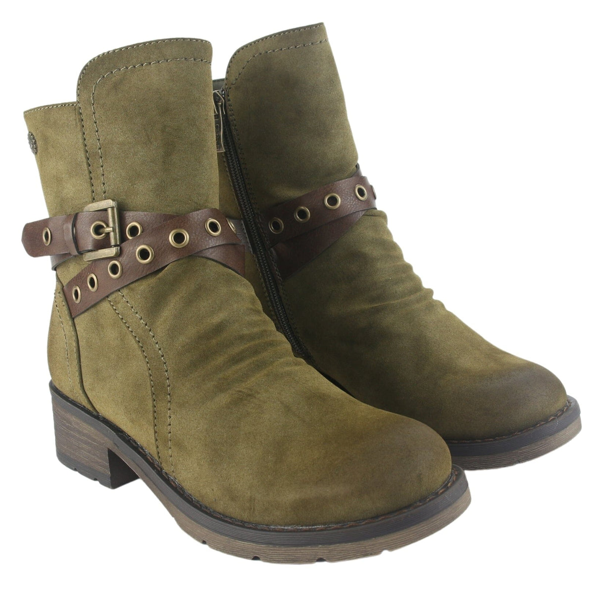 Botin Chalada Mujer Torri-29 Oliva Casual Botines Taco Chalada 