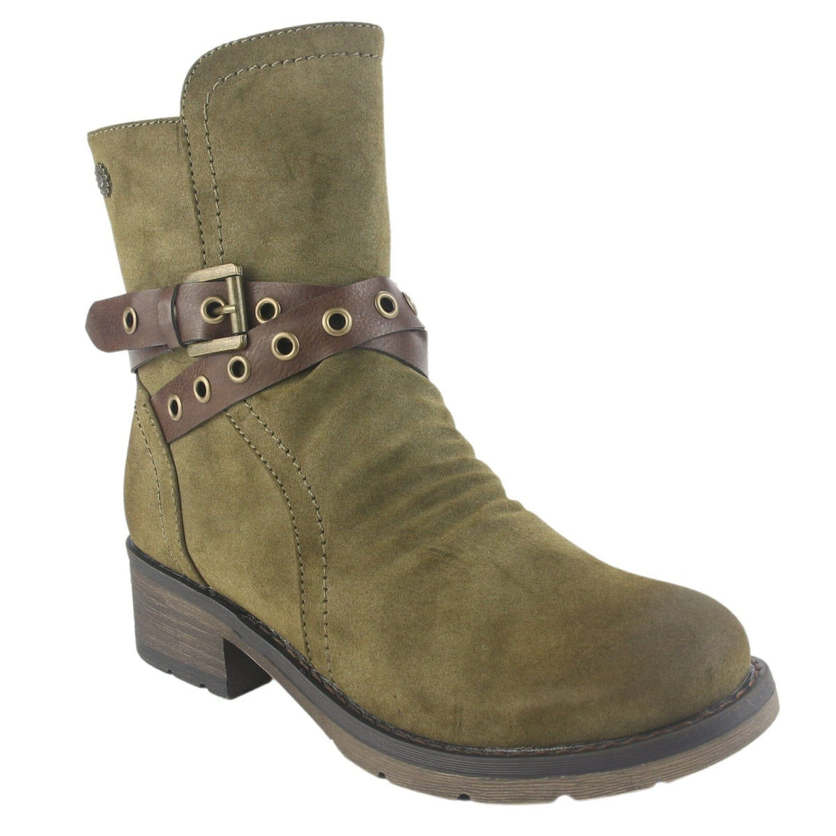 Botin Chalada Mujer Torri-29 Oliva Casual Botines Taco Chalada 