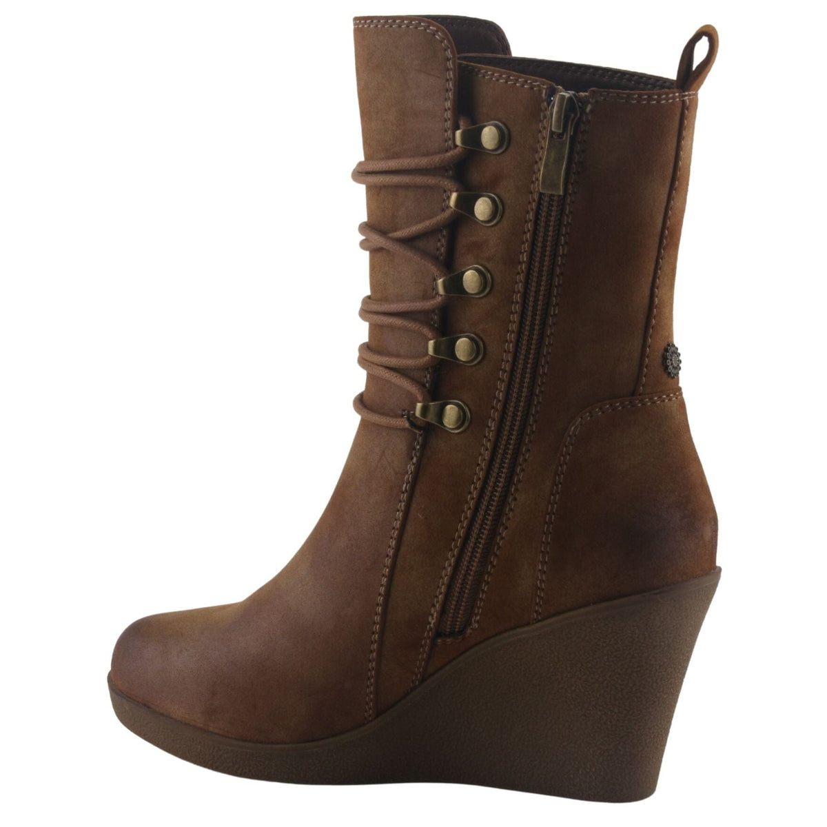 Botin Chalada Mujer Wedge-43 Camel Casual Botines Taco Chalada 