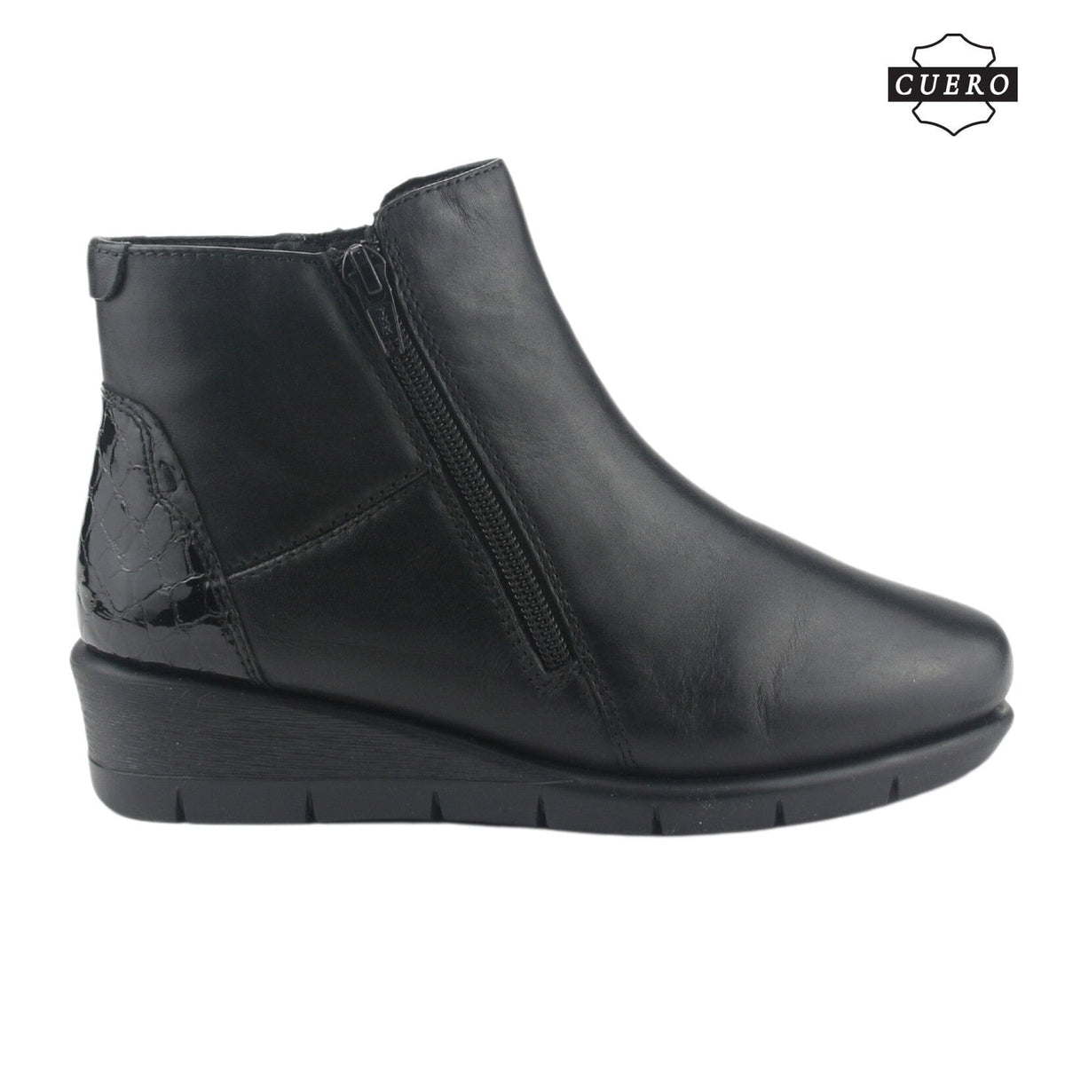 Botin de Cuero Chalada Mujer Calafate-2 Negro Casual Botines Taco Chalada 