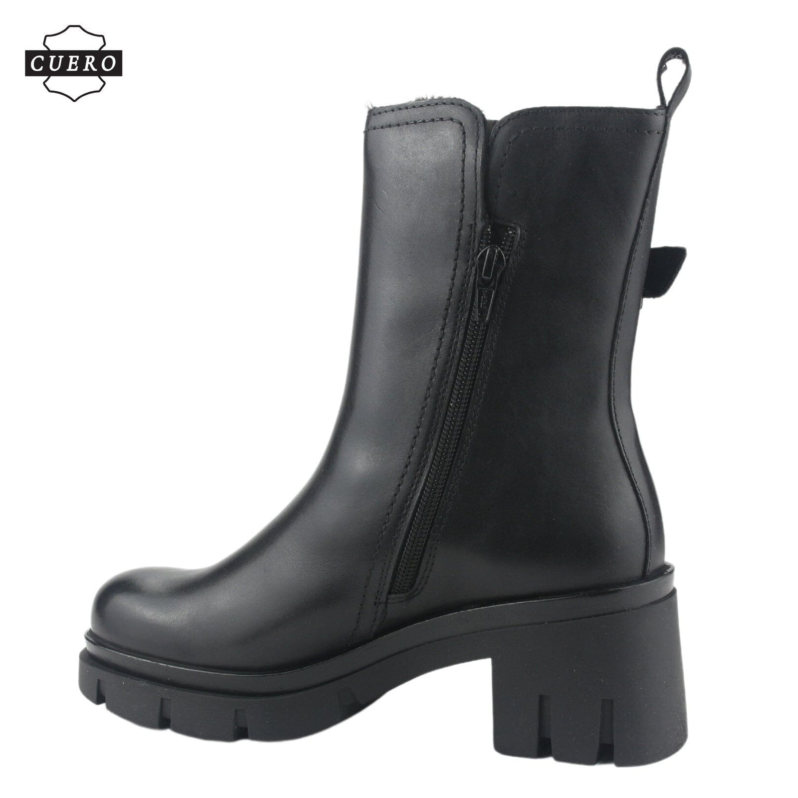 Botin de Cuero Chalada Mujer Cereza-1 Negro Casual Botines Taco Chalada 