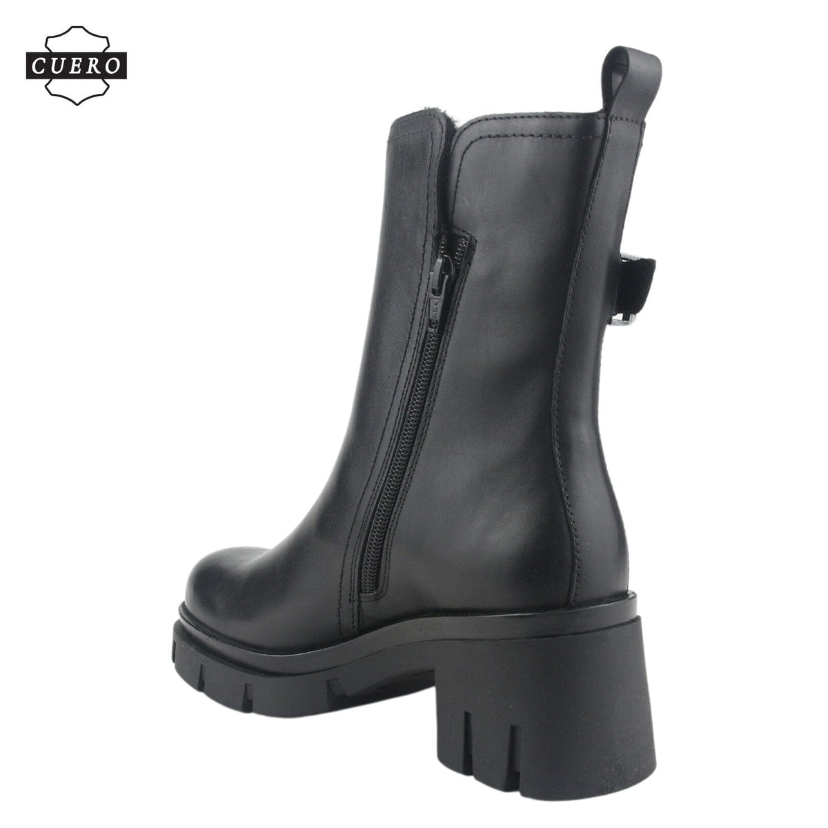 Botin de Cuero Chalada Mujer Cereza-1 Negro Casual Botines Taco Chalada 