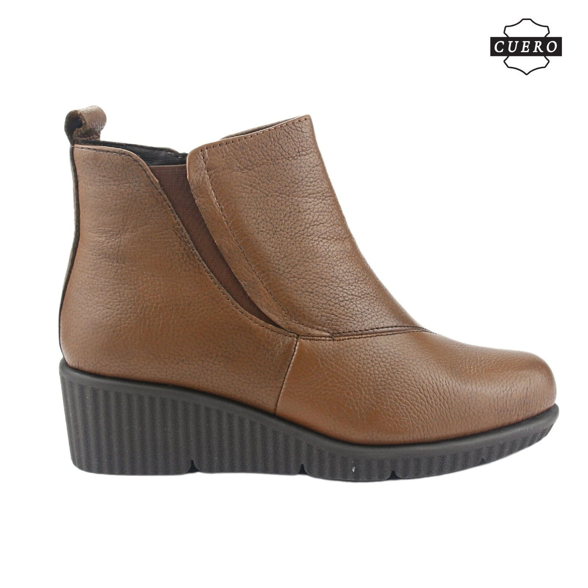 Botin de Cuero Chalada Mujer Mosqueta-1 Café Casual Botines Taco Chalada 