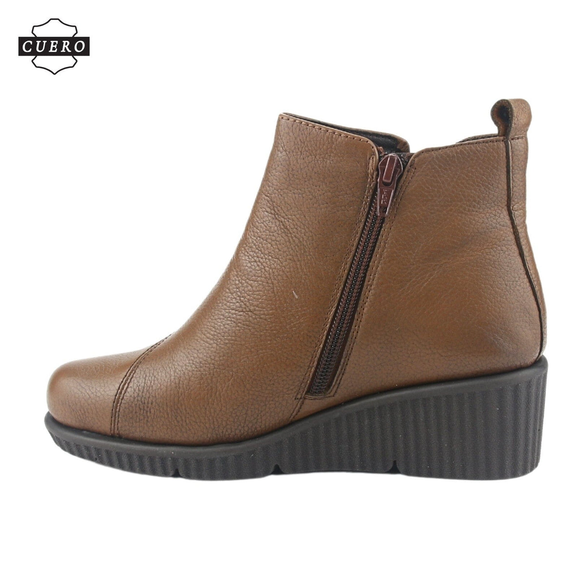Botin de Cuero Chalada Mujer Mosqueta-1 Café Casual Botines Taco Chalada 