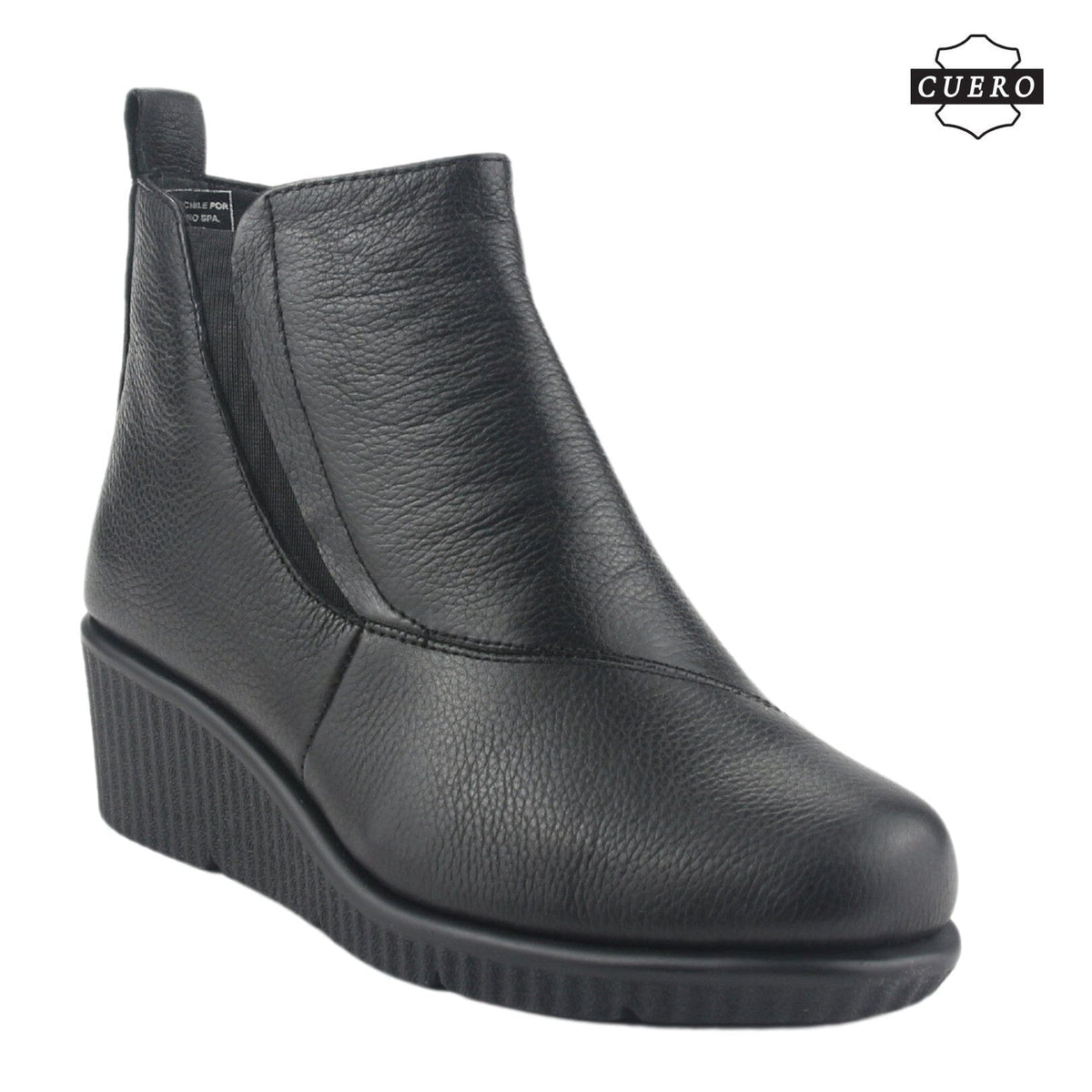 Botin de Cuero Chalada Mujer Mosqueta-1 Negro Casual Botines Taco Chalada 