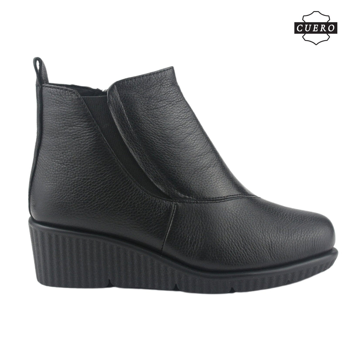 Botin de Cuero Chalada Mujer Mosqueta-1 Negro Casual Botines Taco Chalada 