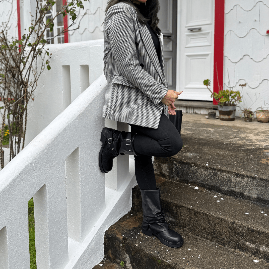 Botin Negro Mujer Casual Chalada Biker Botines Taco Chalada 