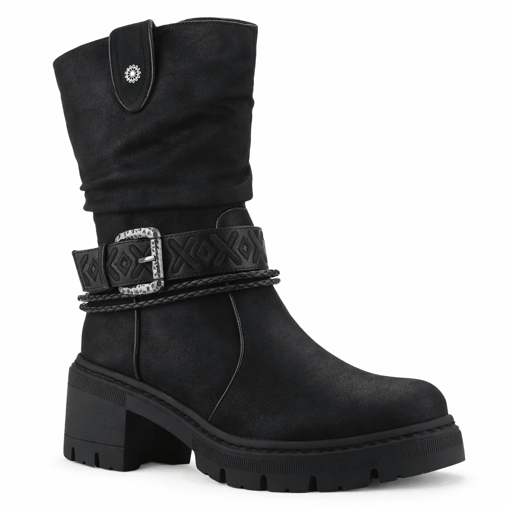 Botin Negro Mujer Casual Chalada Terra Botines Taco Chalada 