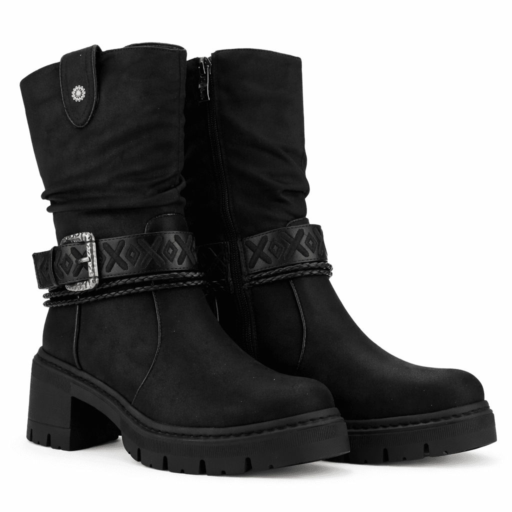 Botin Negro Mujer Casual Chalada Terra Botines Taco Chalada 