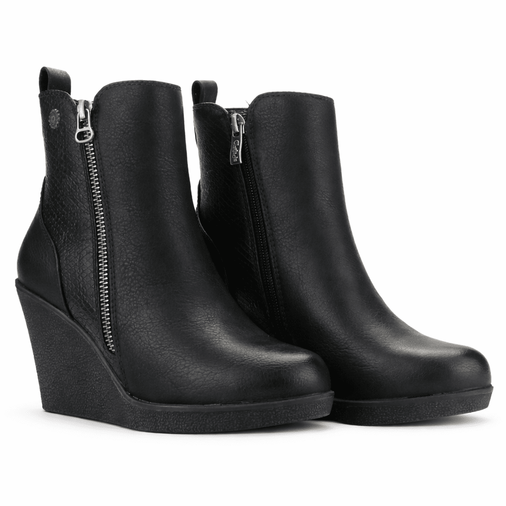 Botin Negro Mujer Casual Chalada Wedge Botines Taco Chalada 