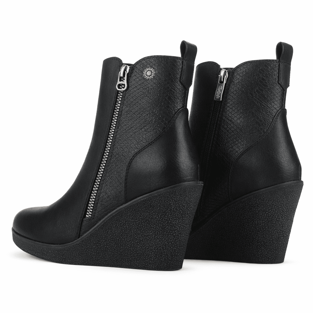 Botin Negro Mujer Casual Chalada Wedge Botines Taco Chalada 