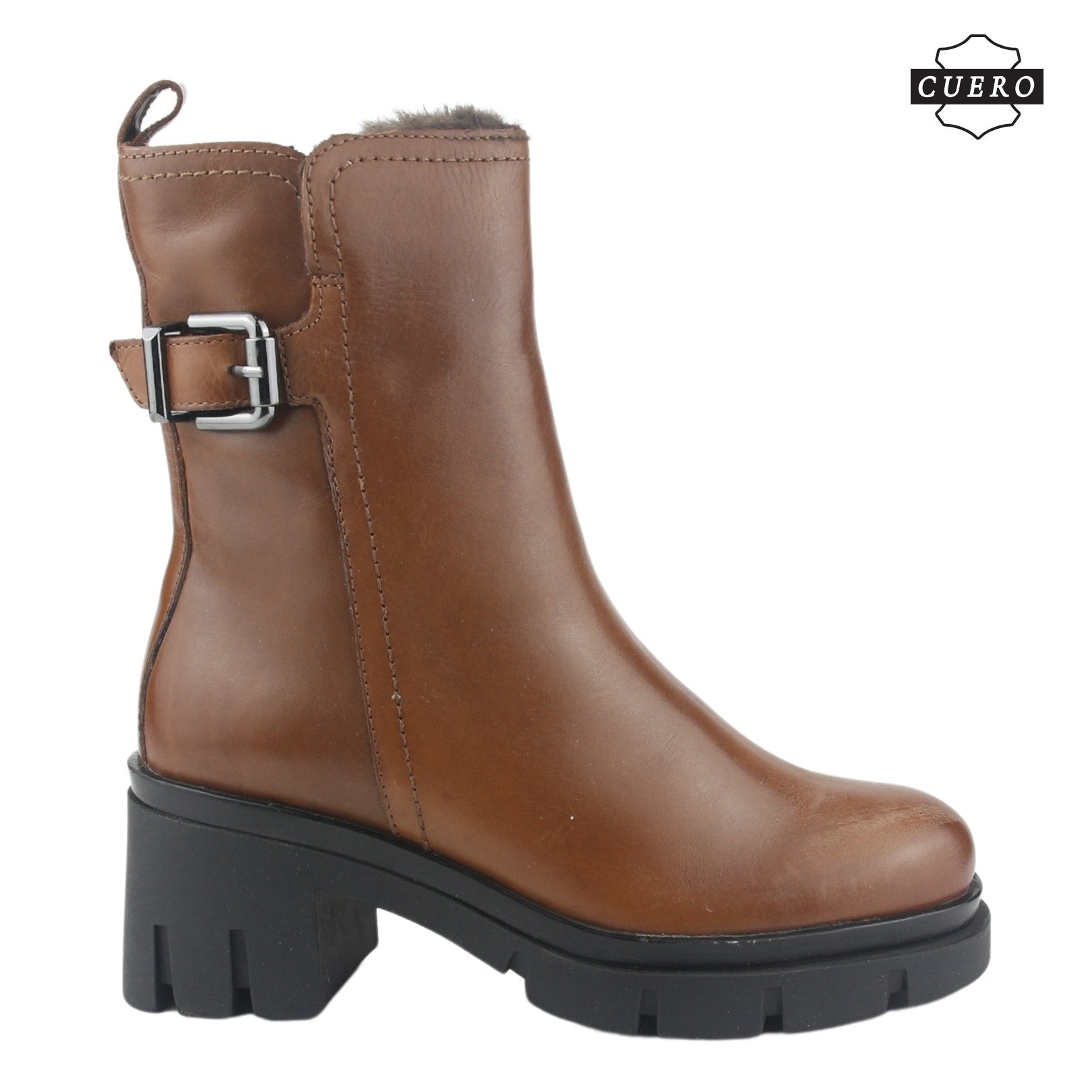 Botin de Cuero Chalada Mujer Cereza-1 Café Casual