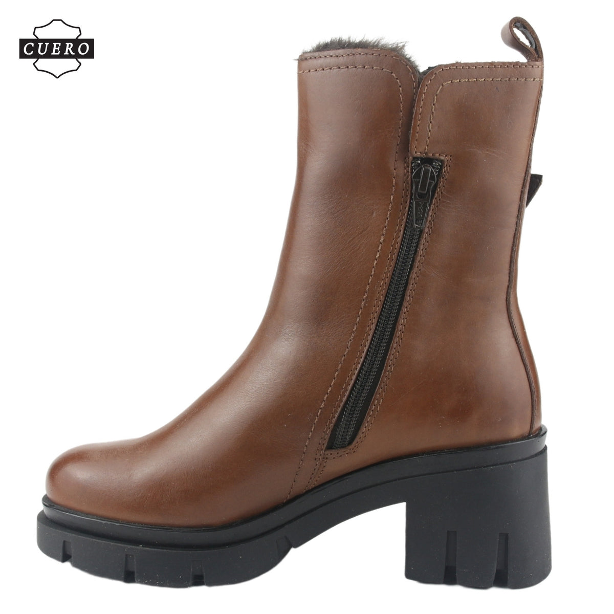Botin de Cuero Chalada Mujer Cereza-1 Café Casual