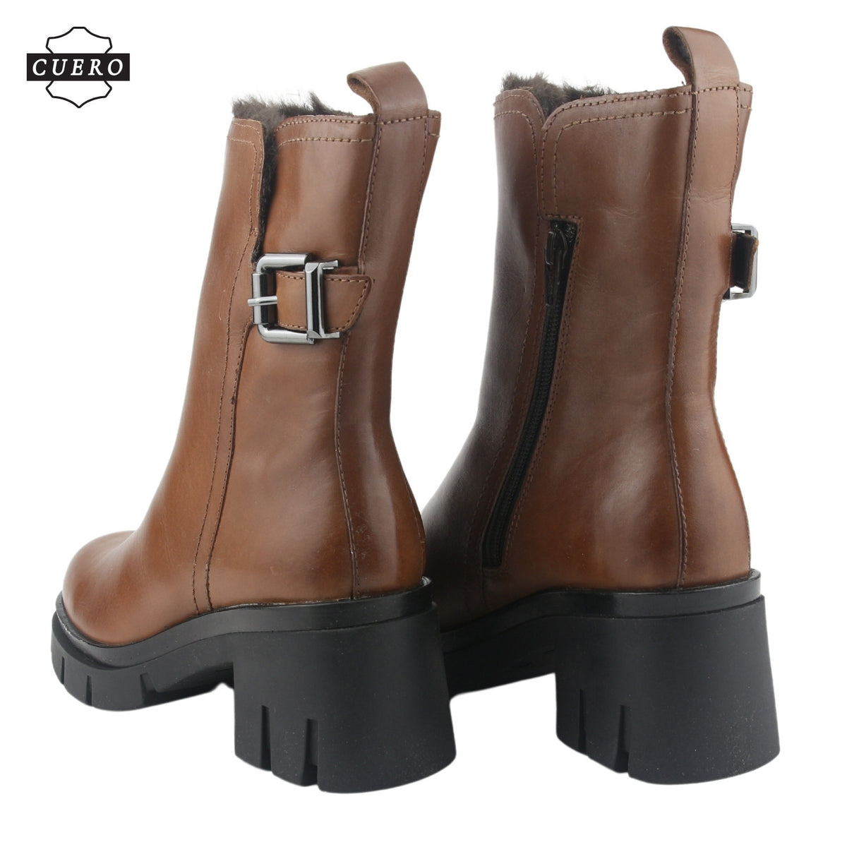 Botin de Cuero Chalada Mujer Cereza-1 Café Casual