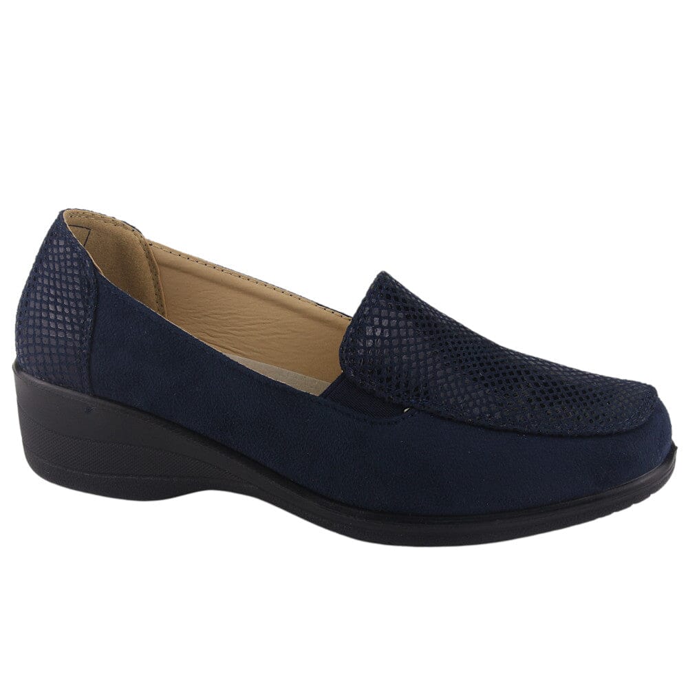 Mocasin Chalada Mujer Oscar-1 Azul Marino Comfort Zapatos Taco Chalada 