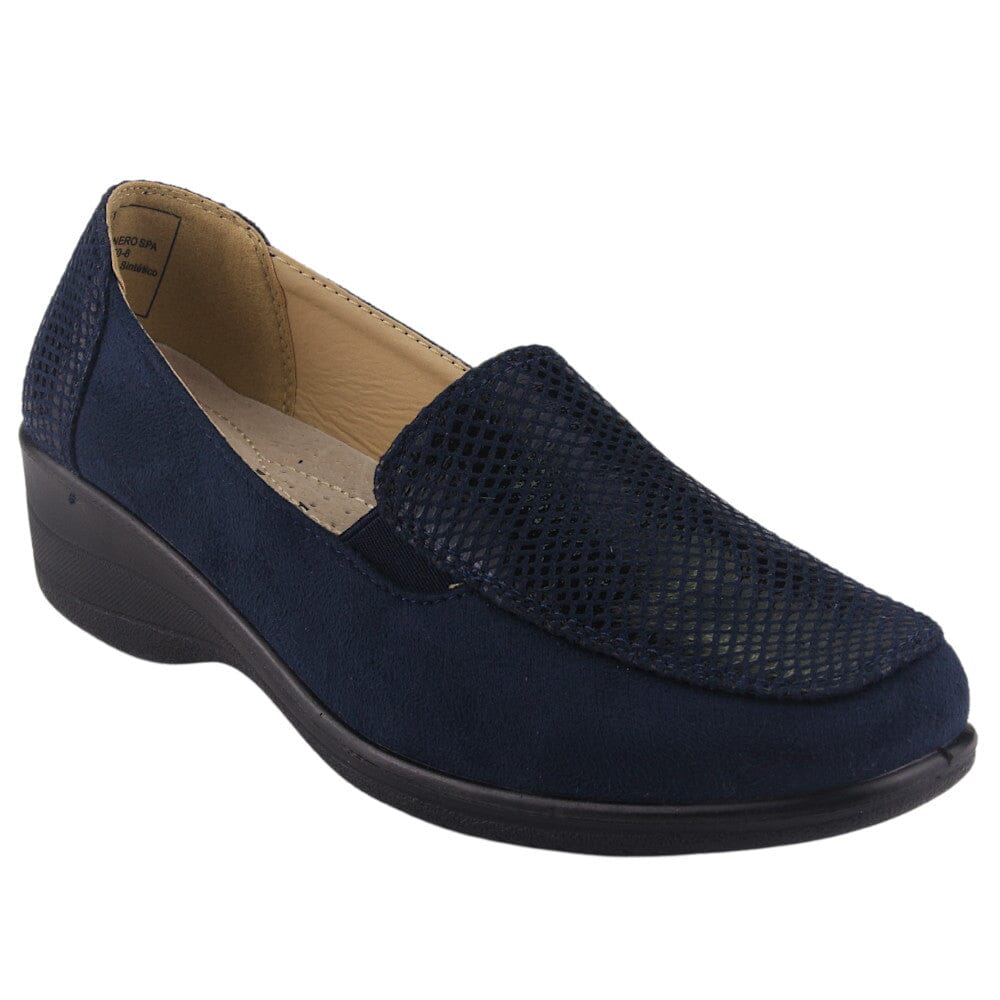 Mocasin Chalada Mujer Oscar-1 Azul Marino Comfort Zapatos Taco Chalada 