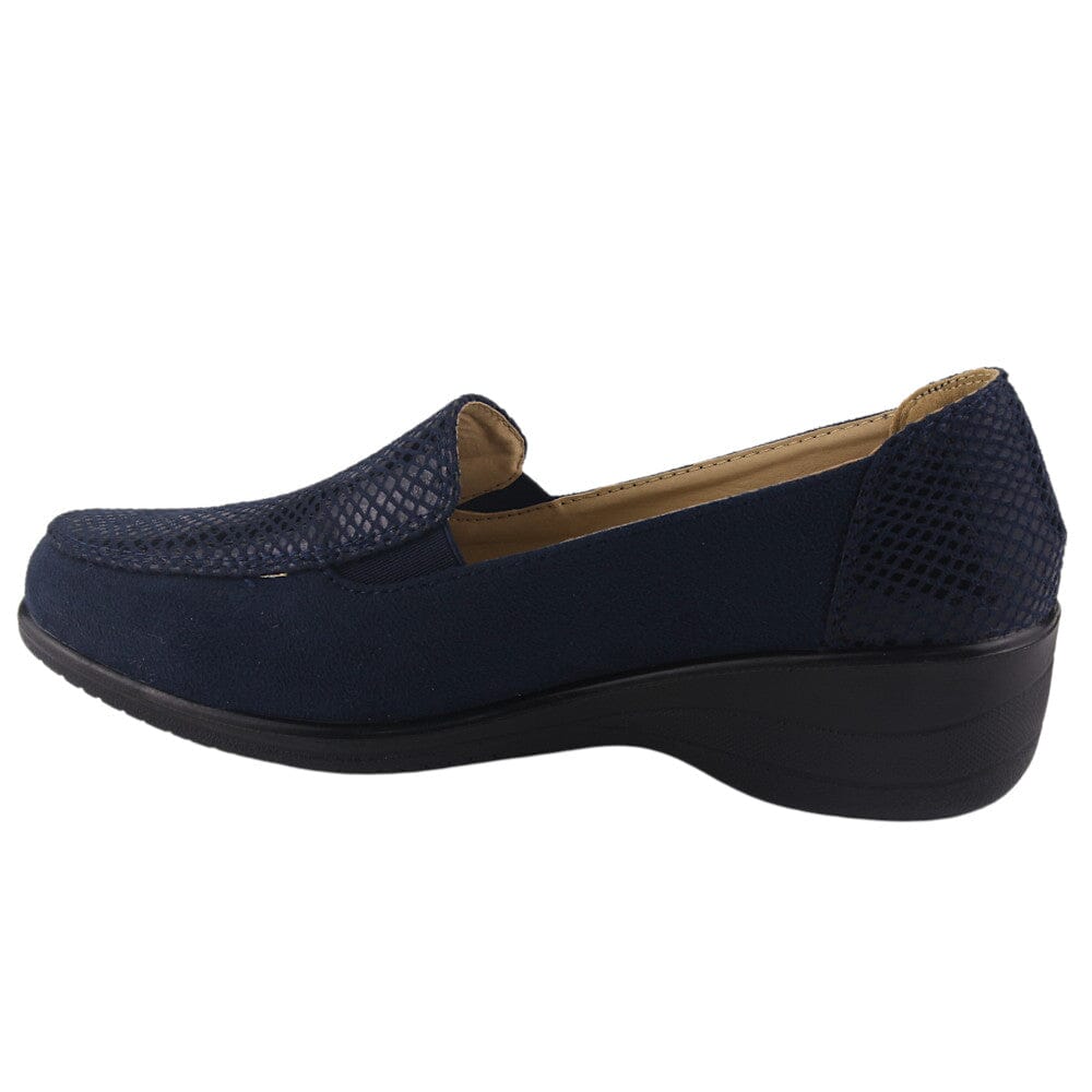 Mocasin Chalada Mujer Oscar-1 Azul Marino Comfort Zapatos Taco Chalada 