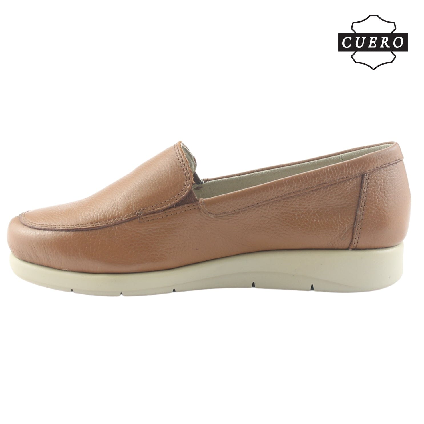 Mocasin de Cuero Chalada Mujer Cira-1 Camel Casual Mocasines Taco Chalada 