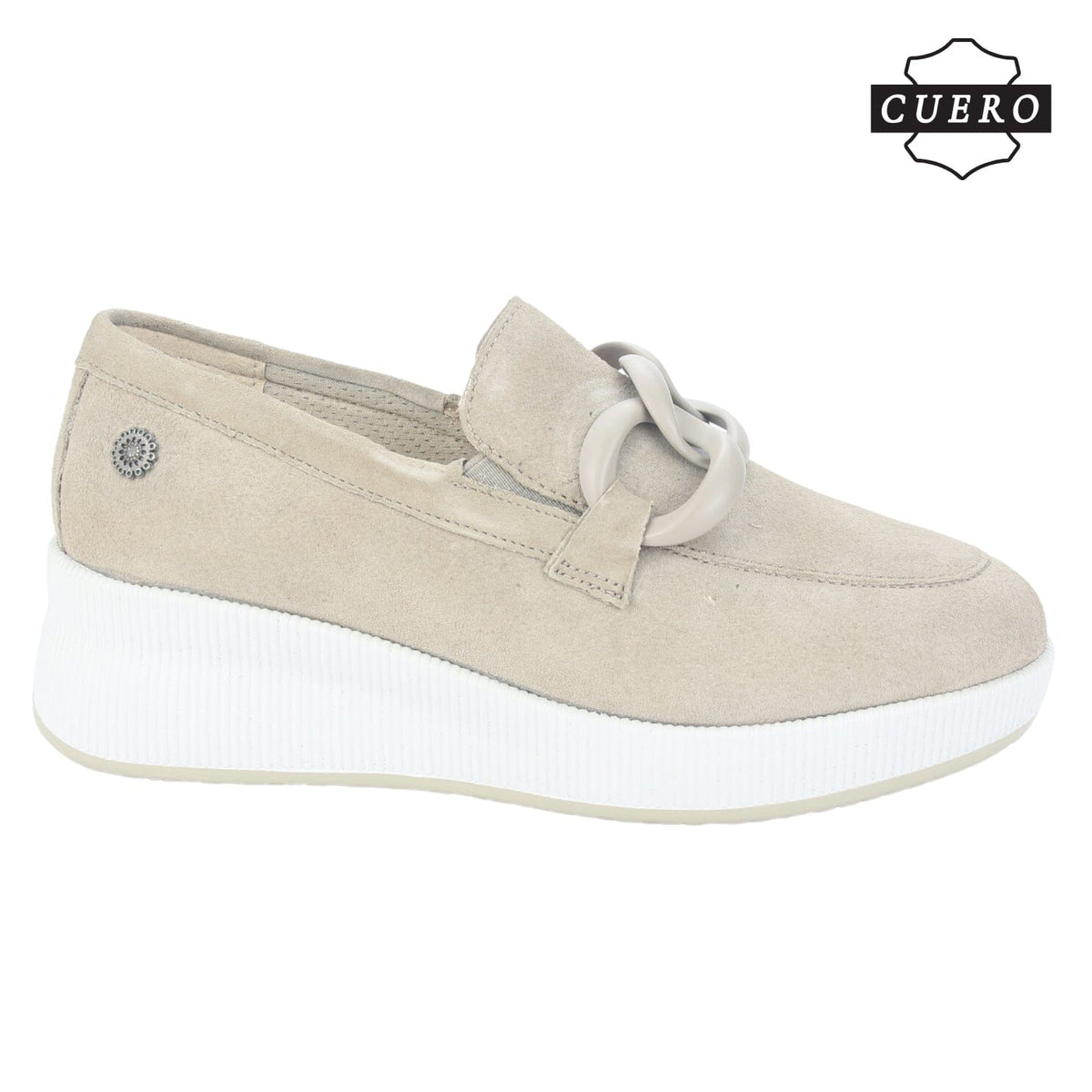 Mocasin de Cuero Chalada Mujer Ivana-1 Beige Casual Mocasines Taco Chalada 