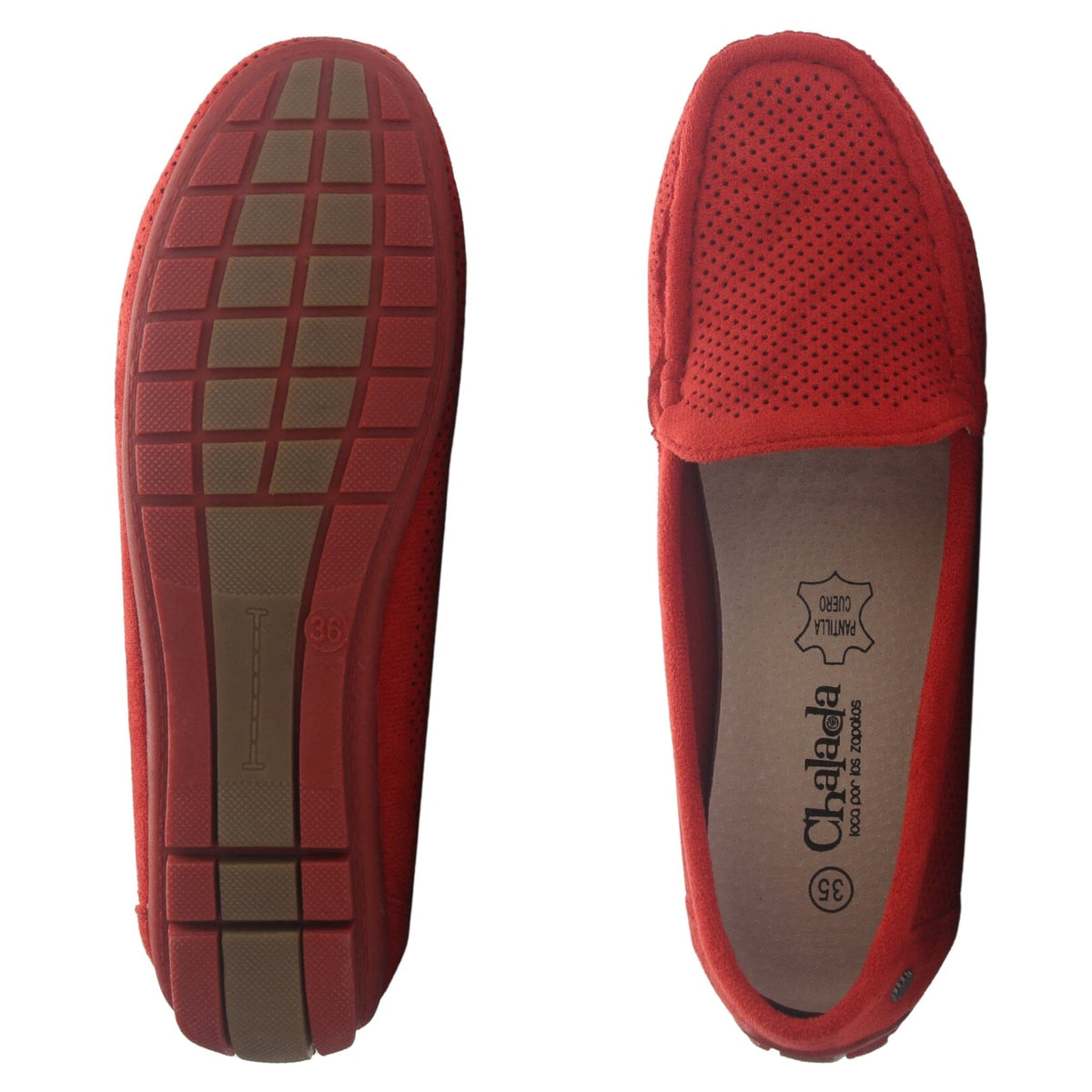 Mocasin Mujer Casual Rojo Chalada Nautico-2 Mocasines Planos Chalada 