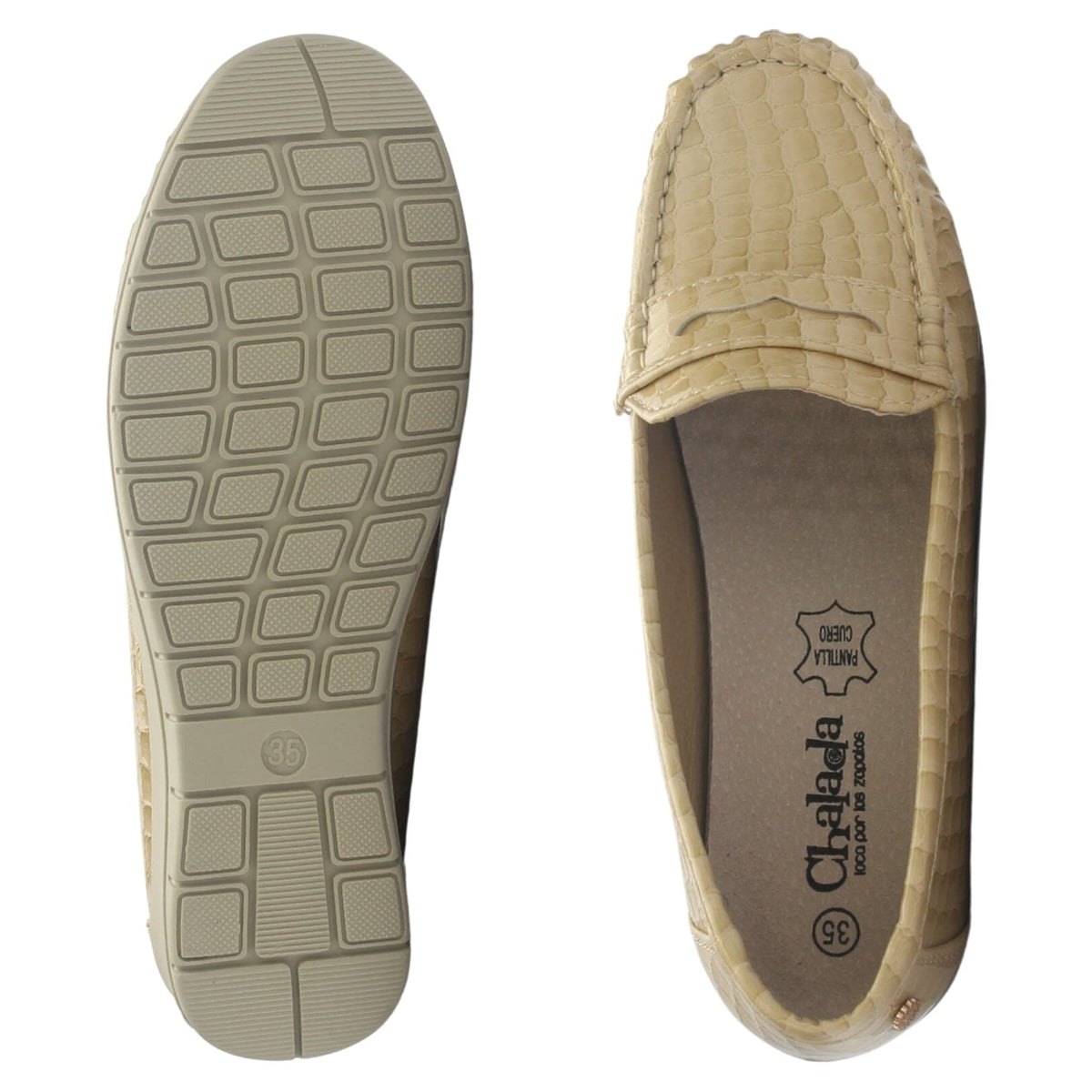 Mocasin Mujer Chalada Maya-1 Beige Casual Mocasines Taco Chalada 
