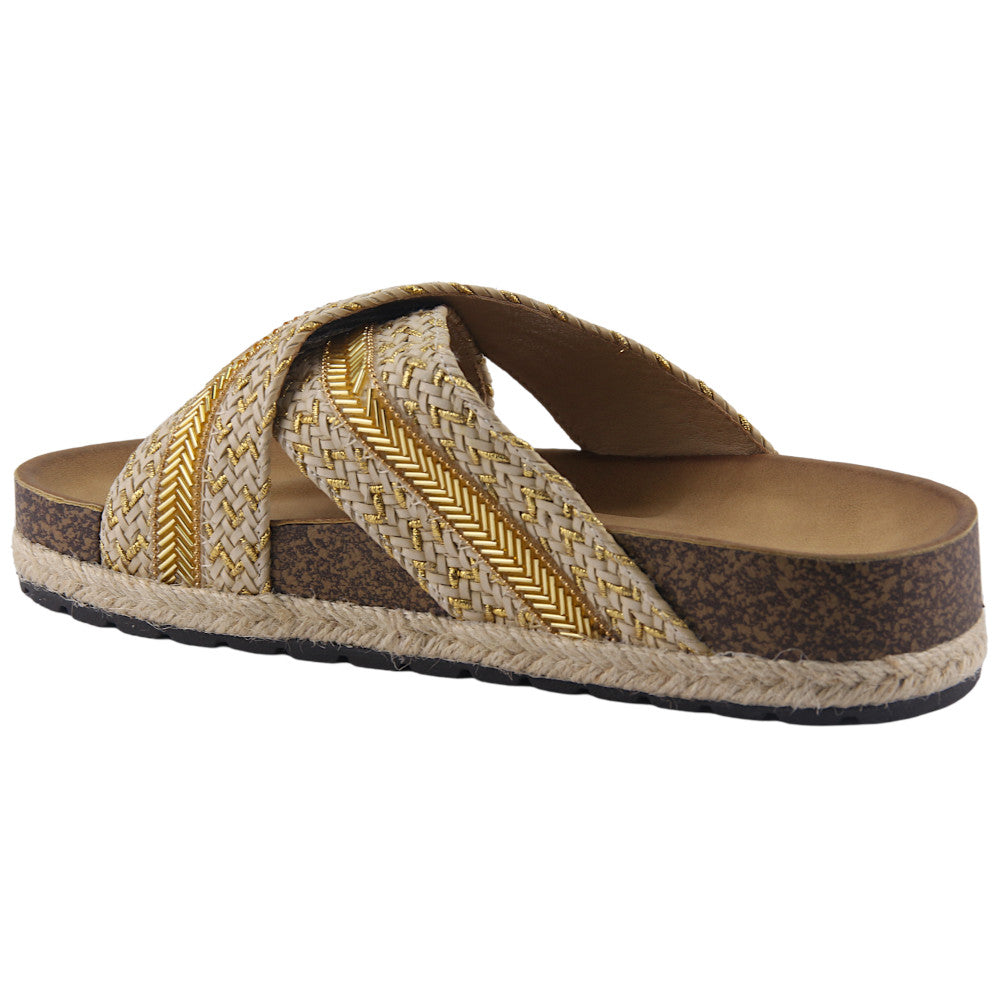 Sandalia Chalada Mujer Lila-10 Beige Plataforma