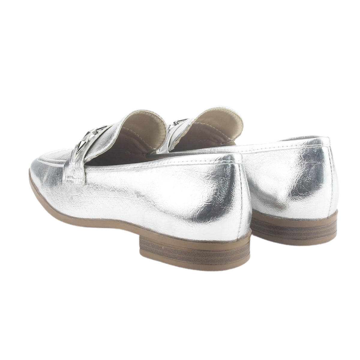 Mocasin Via Marte Mujer 075-007-01 Plateado Casual