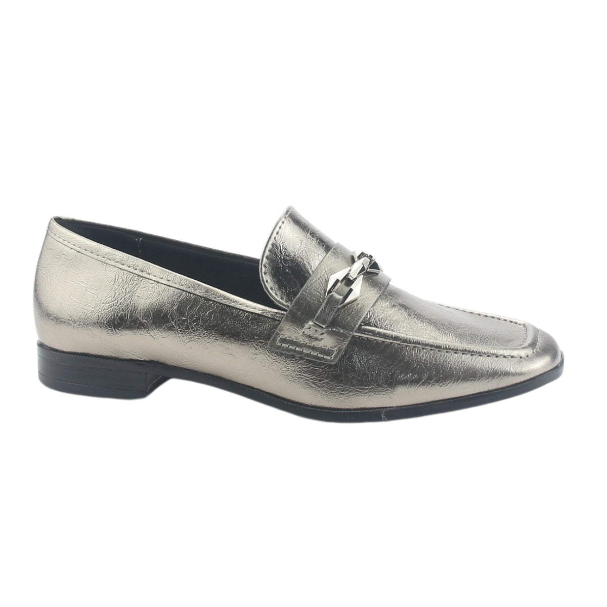 Mocasin Via Marte Mujer 075-007-01 Plateado Casual