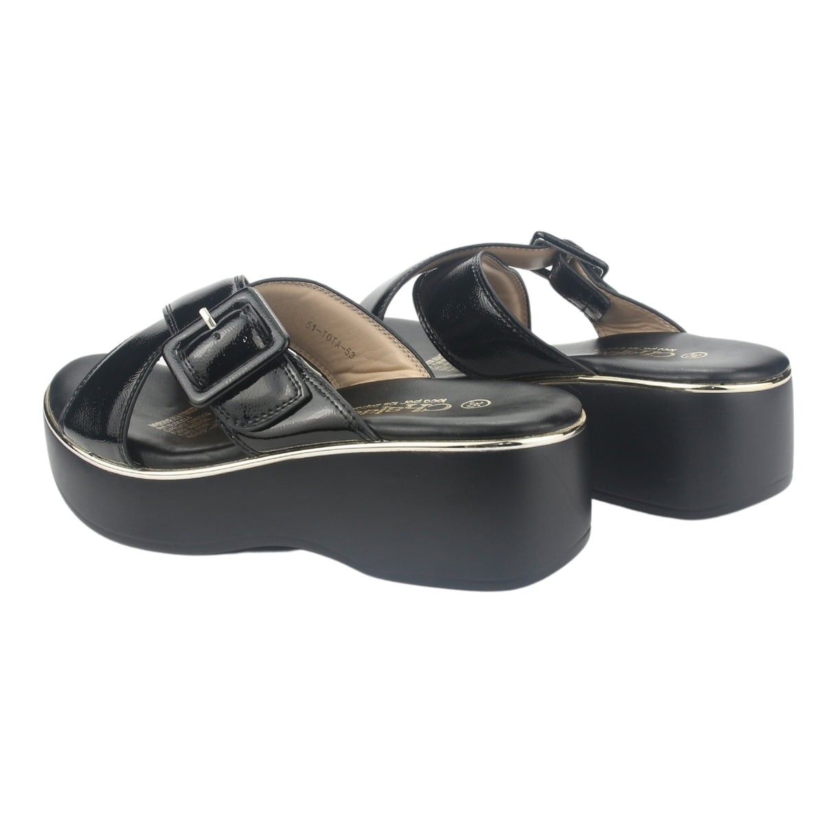 Sandalia Chalada Mujer Tota-53 Negro Plataforma