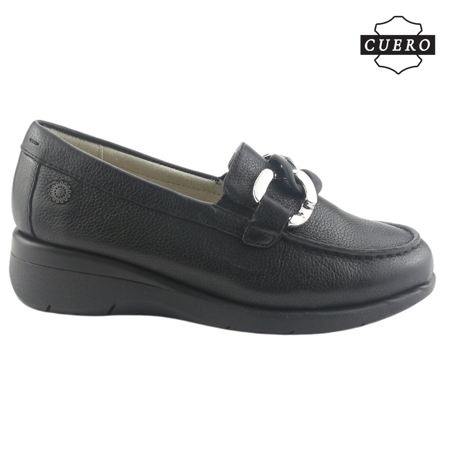 Mocasin de Cuero Chalada Mujer Cala-4 Negro Casual