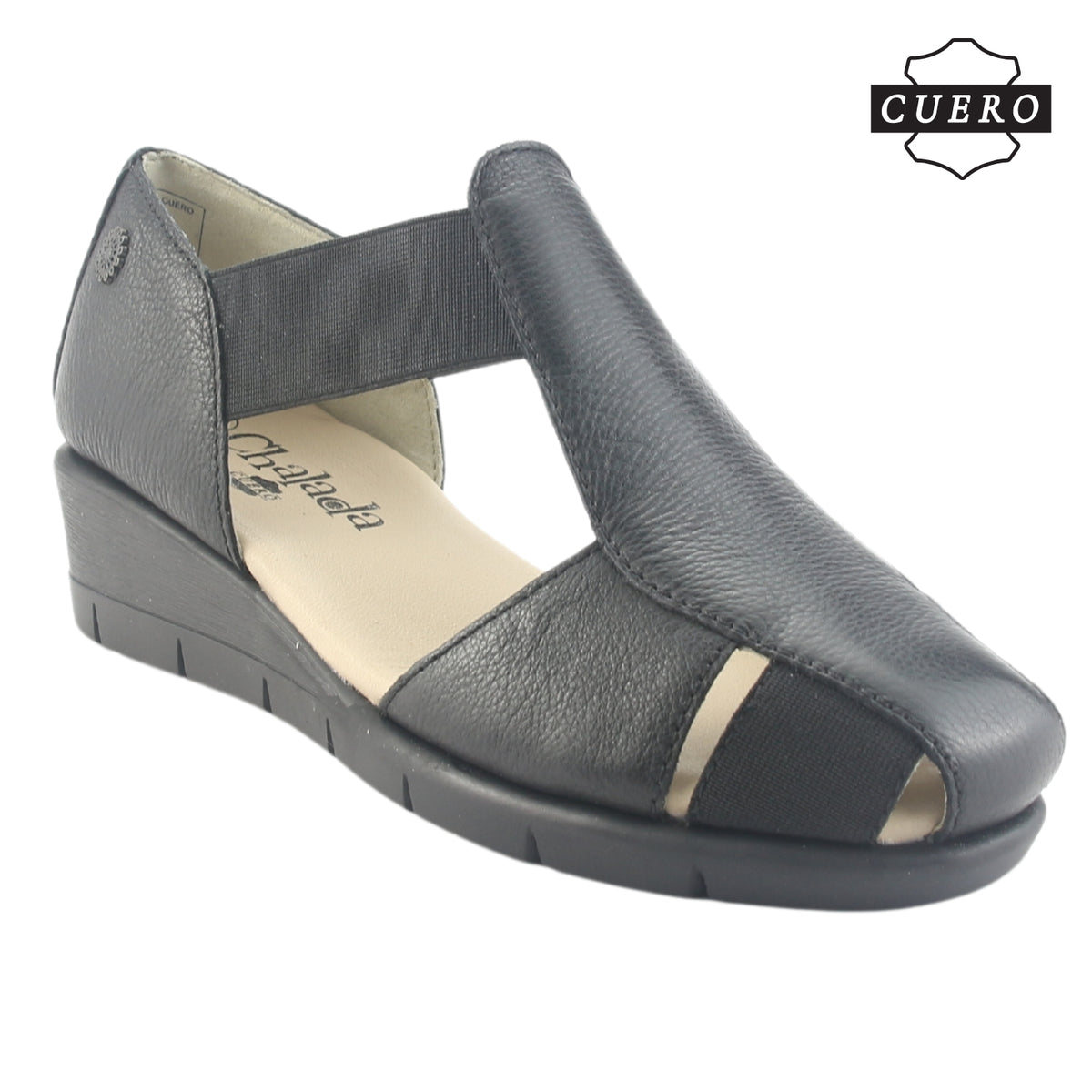 Sandalia de Cuero Chalada Mujer Calafate-3 Negro Casual