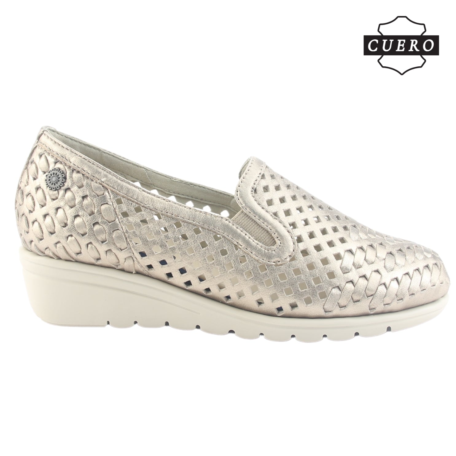 Zapato de Cuero Chalada Mujer Crose-1 Dorado Casual