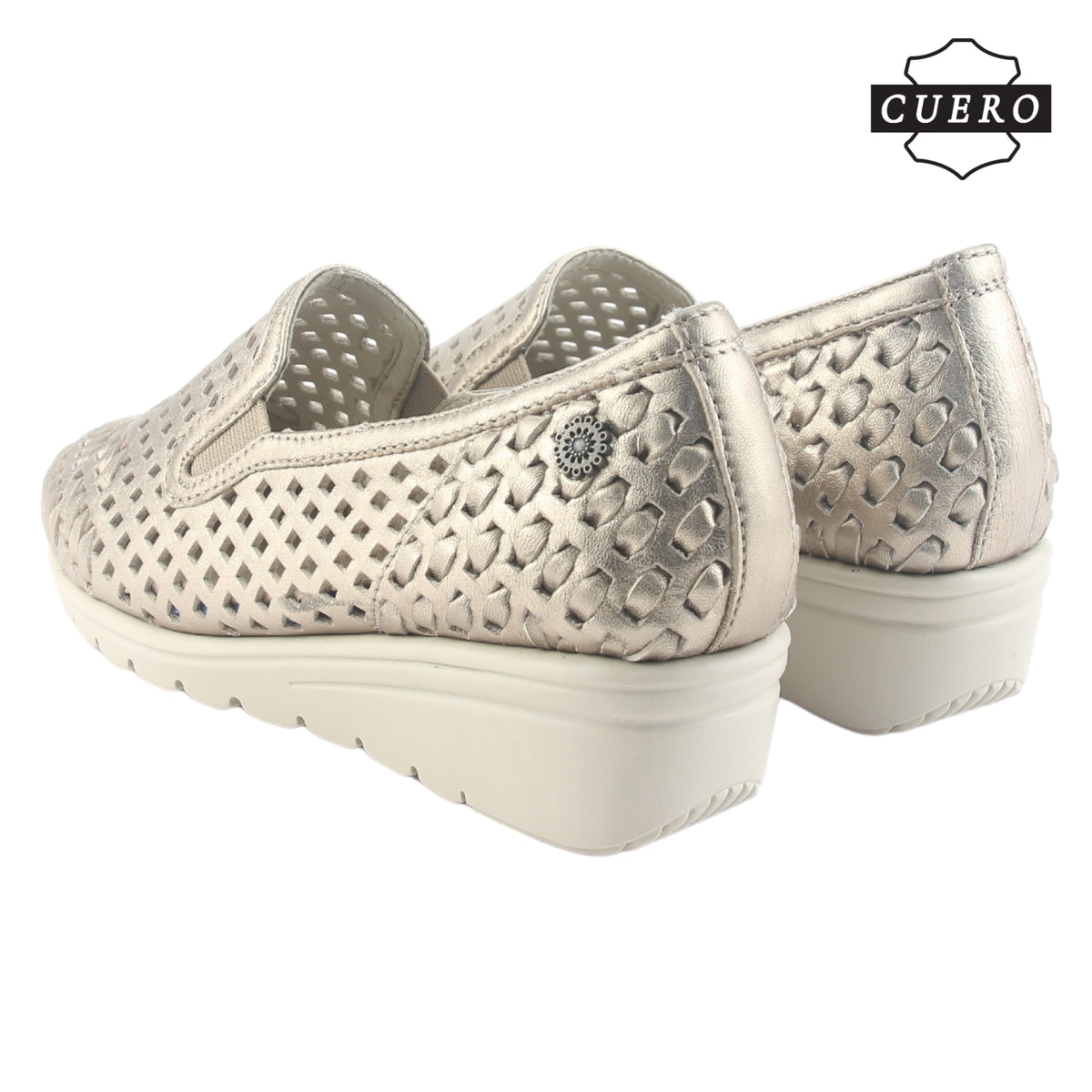 Zapato de Cuero Chalada Mujer Crose-1 Dorado Casual
