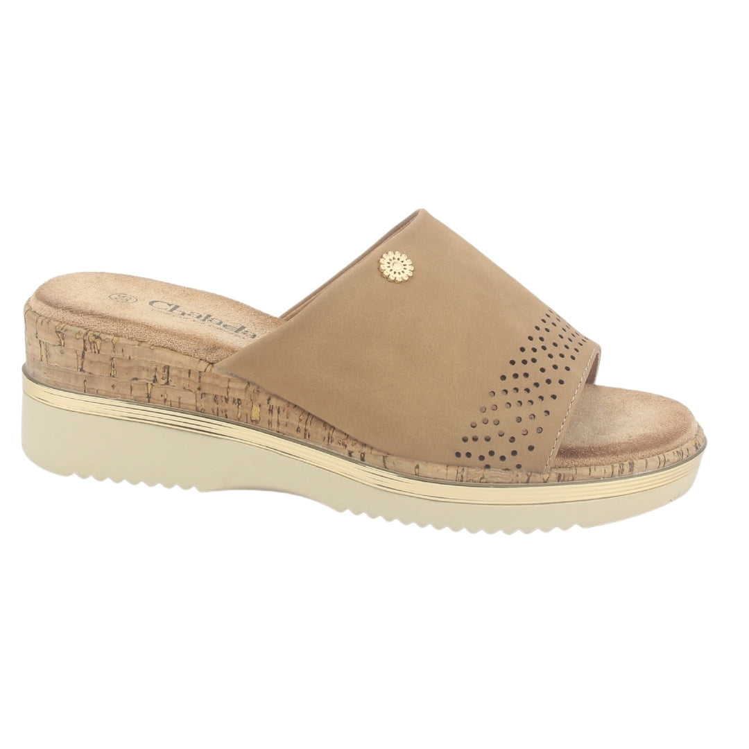 Sandalia Chalada Mujer Tera-1 Beige Plataforma